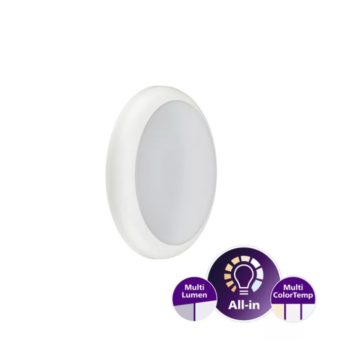 Philips LED Ledinaire Wall Mounted Bulkhead | 17w Multi Lumen | CCT Colour Selectable